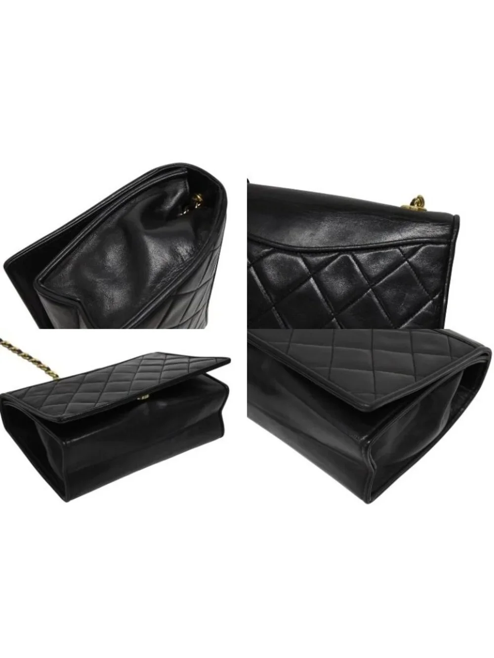 Chanel S Flap S Chain Shoulder Bag CC Logo Lambskin Black Gold